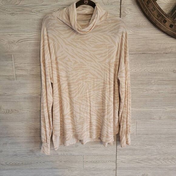 Anthropologie Zebra Print Turtle Neck Sweater Women's SZ XL - Picture 1 of 6